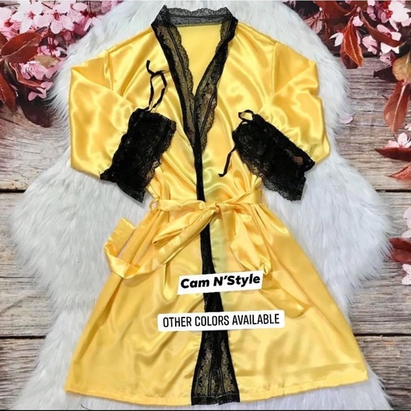 Boutique Other - Satin Silk-Like Kimono Nightgown Robe Random Color​